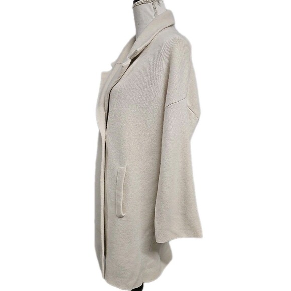 The Cashmere Project 100% Cashmere Cardigan Sweater Pockets Cream Women’s Size M - Picture 2 of 9